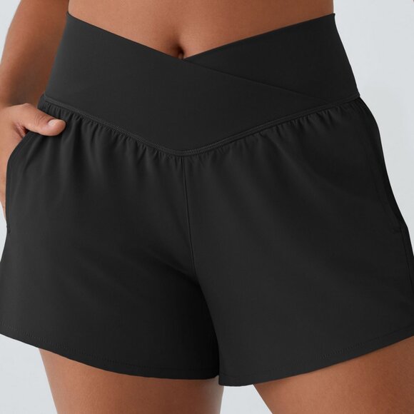 HALARA Pants - Halara Black Breezeful High Waisted Crossover 2-in-1 Quick Dry Yoga Shorts Sz M